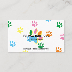 Chic Pet Paws Colourful Business Card