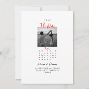chic Photo black and white calendar save the date Invitation