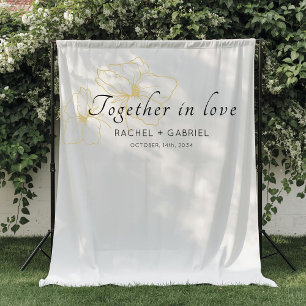 Chic Photo Booth Faux Gold Floral Wedding  Tapestry