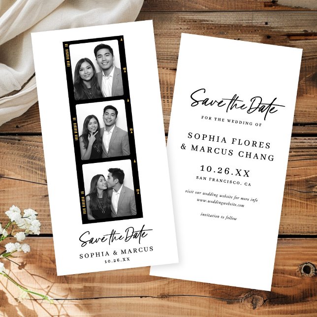 Chic Photo-booth Filmstrip Wedding Save The Date (Creator Uploaded)