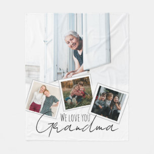 Chic photo collage I love grandma Fleece Blanket