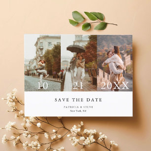 Chic Photo Collage Minimalist Save the Date Announcement Postcard