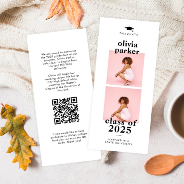 Chic Photo Collage QR Code Graduation Announcement (Creator Uploaded)