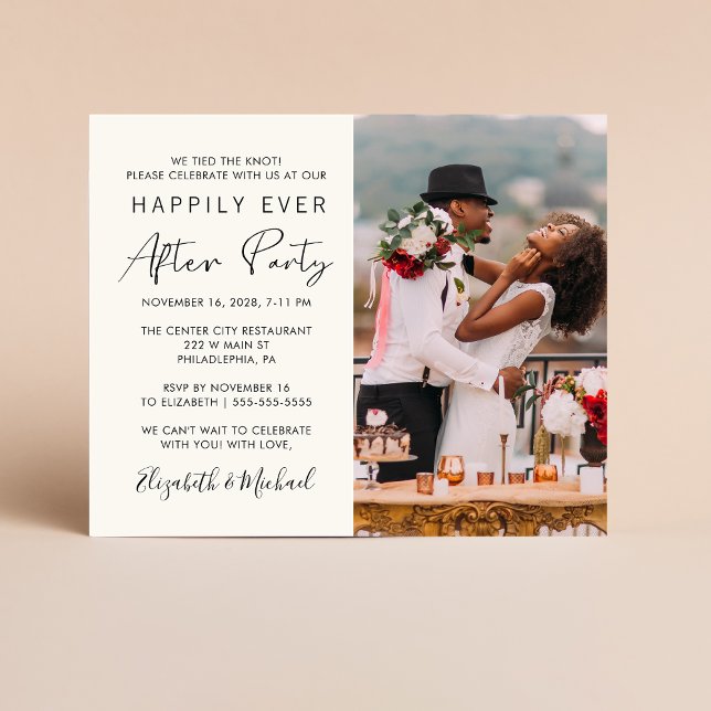 Chic Photo Cream Wedding Reception Invitation (Creator Uploaded)