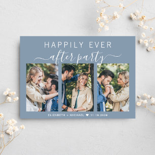 Chic Photo Dusty Blue Wedding Reception Invitation