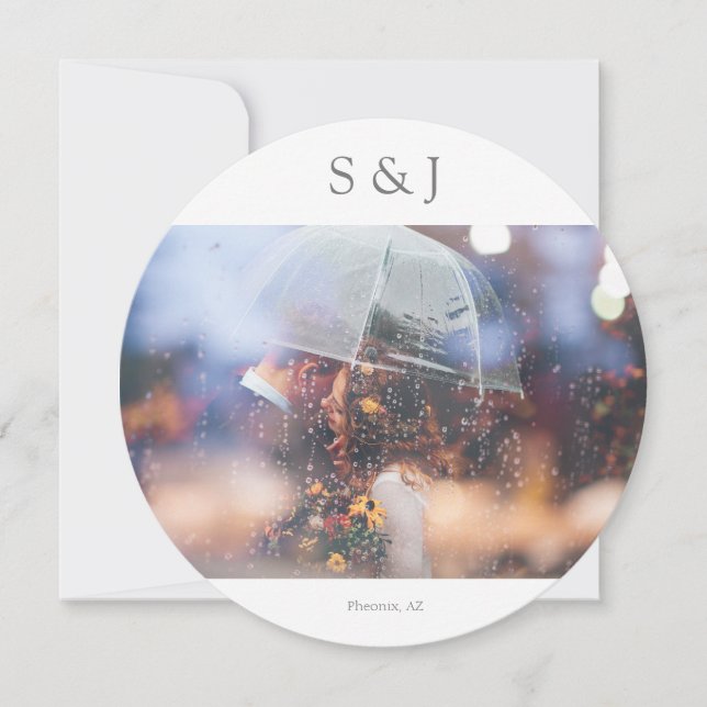 Chic Photo Elegant Modern Circle Minimalist Grey Invitation (Front)