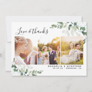 Chic Photo Eucalyptus Wedding Thank You Card