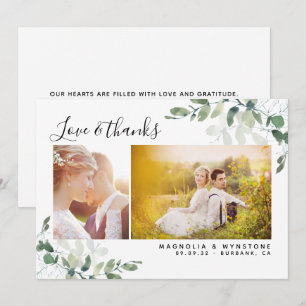 Chic Photo Eucalyptus Wedding Thank You Card