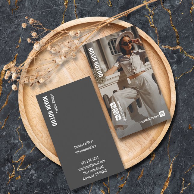 Chic Photo Fashion Social Media  Business Card (Creator Uploaded)