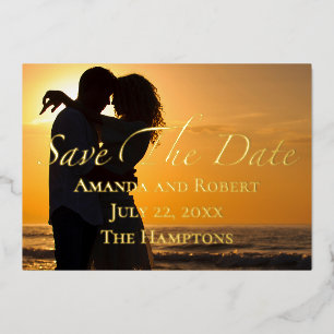 Chic Photo Gold Foil Save The Date Summer Wedding