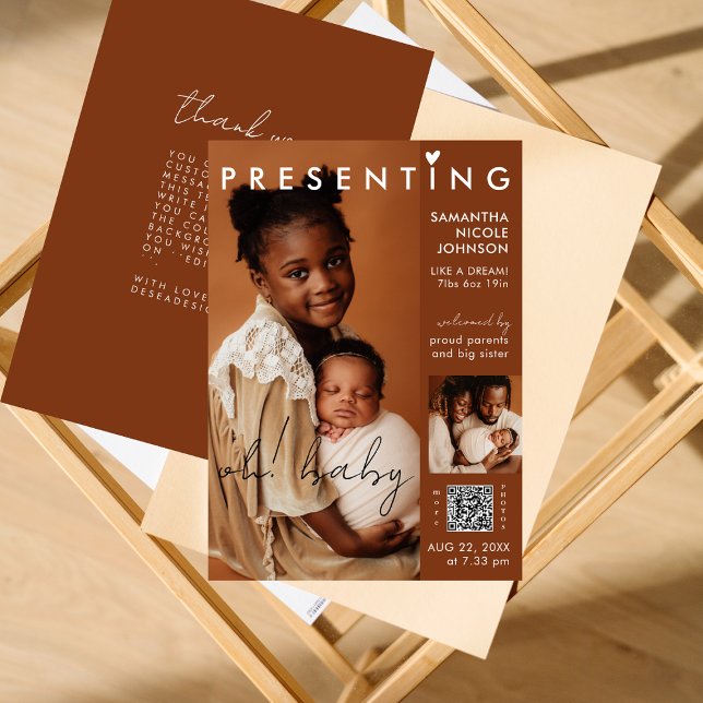 Chic Photo Magazine Cover Baby Birth Announcement (Creator Uploaded)