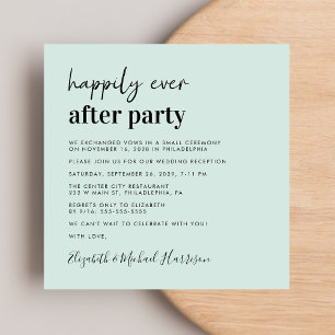 Chic Photo Mint Wedding Reception Invitation