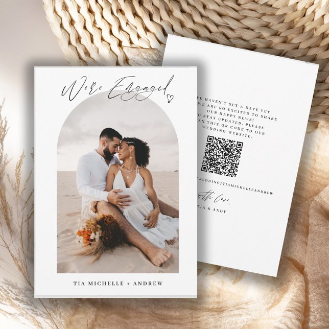 Chic Photo QR Code Wedding Engagement Announcement (Creator Uploaded)