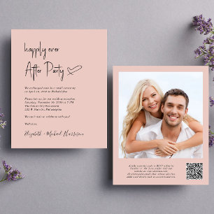 Chic Photo QR Code Wedding Reception Invitation