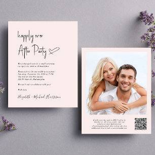 Chic Photo QR Code Wedding Reception Invitation