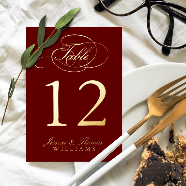 Chic Photo Real Foil Pressed Table Number Cards (Creator Uploaded)
