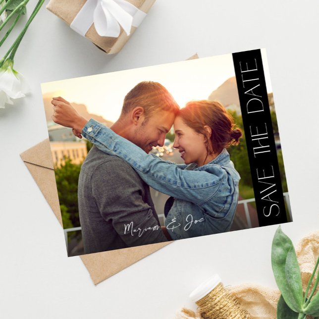Chic Photo Strip Save the Date Invitation (Creator Uploaded)