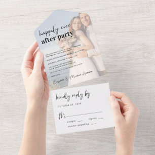 Chic Photo Wedding Reception All In One Invitation
