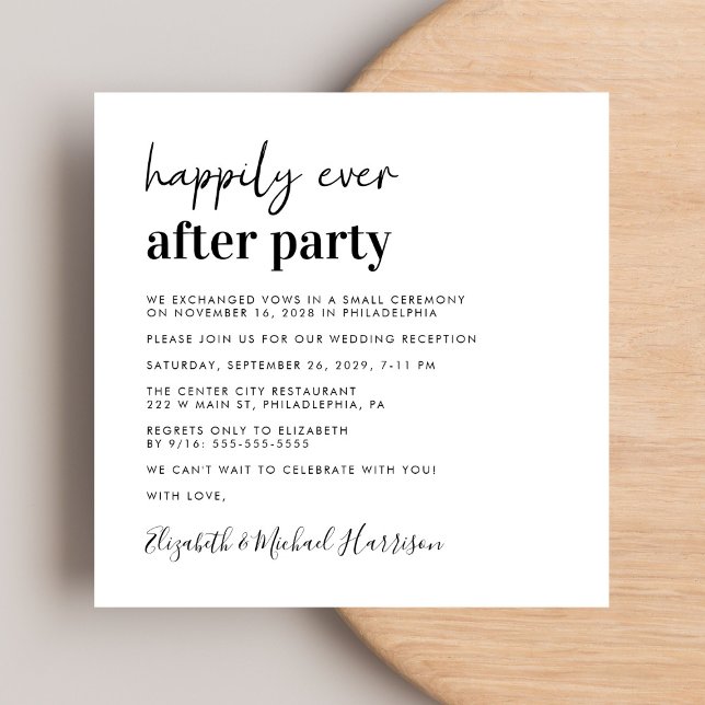 Chic Photo Wedding Reception Invitation (From private vows to a grand party - invite family and friends to celebrate your marriage!)