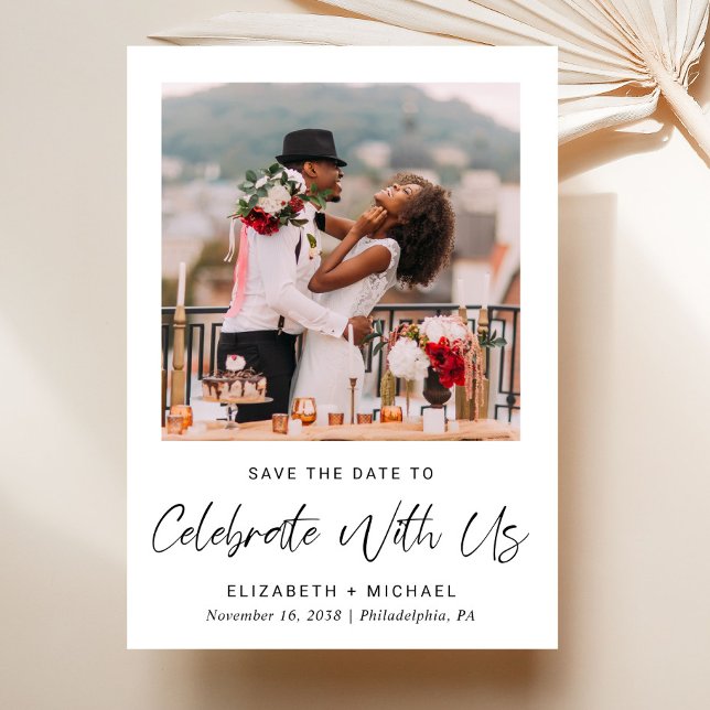 Chic Photo Wedding Reception Save The Date (A chic Save The Date photo announcement for a post-wedding reception to celebrate your marriage)