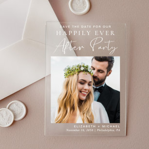 Chic Photo Wedding Reception Save The Date Acrylic Invitations