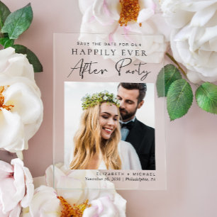 Chic Photo Wedding Reception Save The Date Acrylic Invitations