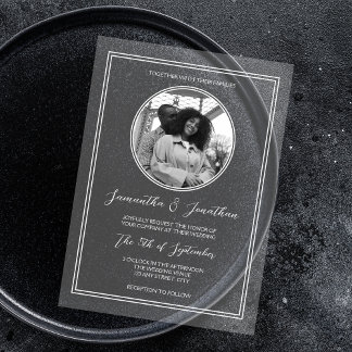 Chic Photo White Calligraphy Script Wedding  Acrylic Invitations