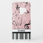 Chic Piano Music Notes Rose Gold Glitter Name Case-Mate Samsung Galaxy S9 Case<br><div class="desc">Chic, stylish piano keyboard and music notes in black and white against a rose gold pink glitter background personalised with your name or other custom text in a modern handwritten script font or delete the sample text to leave blank. CHANGES: You can change text font style, colour, size and placement...</div>