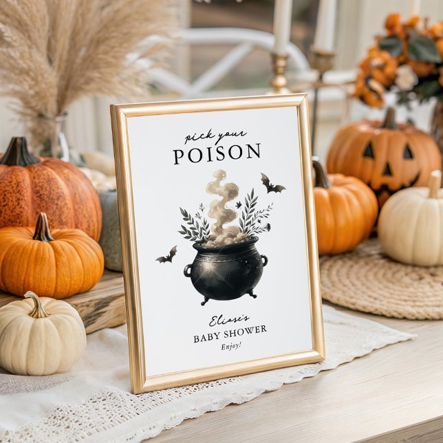 Chic 'Pick your Poison' Halloween Drinks Sign (Creator Uploaded)