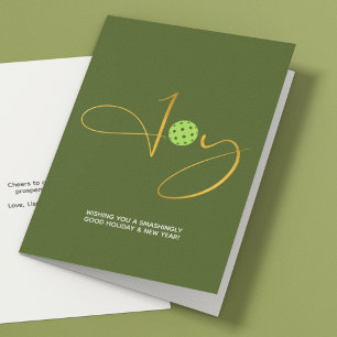 Chic Pickleball "Joy" Green Christmas Holiday Card