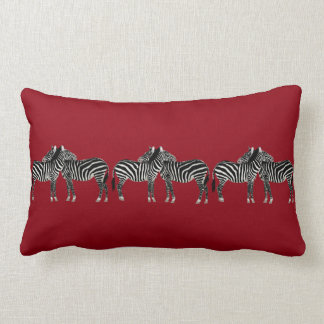 Chic pillow, zebras on deep red lumbar cushion