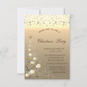 Chic Pine Tree,Balls Dots Corporate Christmas Invitation