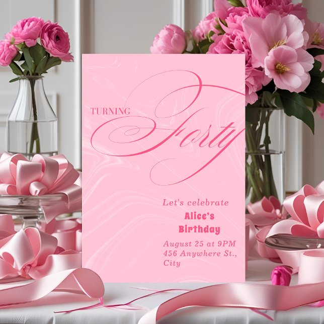Chic Pink 40th Birthday Invitation for adult (Creator Uploaded)