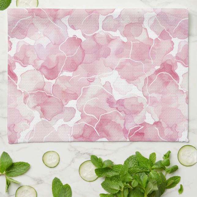 Chic Pink Abstract   Tea Towel (Folded)