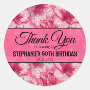 Chic Pink  Amaryllis 30Th Birthday Modern Classic Round Sticker