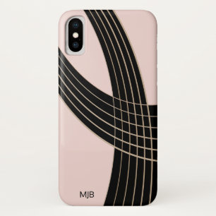 Chic Pink and Black Art Deco Curves with Monogram Case-Mate iPhone Case
