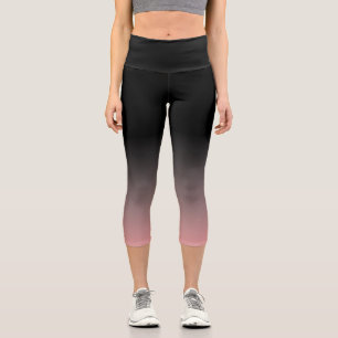 Chic Pink and Black ombre Soft gradient Capri Leggings