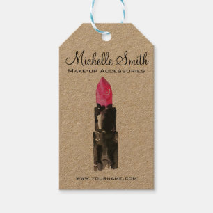 Chic pink and black watercolor lipstick Makeup Gift Tags