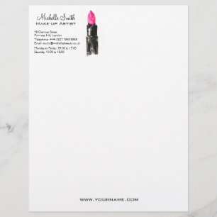 Chic pink and black watercolor lipstick Makeup  Letterhead