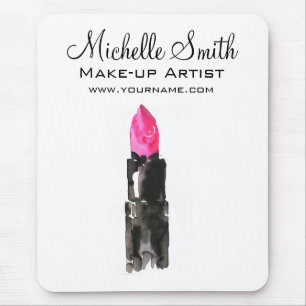 Chic pink and black watercolor lipstick Makeup Mouse Pad