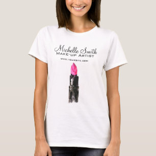 Chic pink and black watercolor lipstick Makeup  T-Shirt