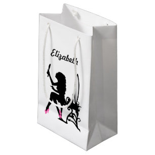 Chic Pink and Black Woman of Fashion Silhouette Small Gift Bag