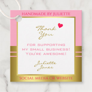 Chic Pink and Gold Frame Pretty Marketing Supplies Favour Tags