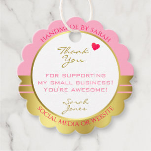 Chic Pink and Gold Frame Pretty Marketing Supplies Favour Tags