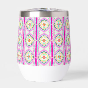 Chic Pink and Gold Geometric Floral Pattern