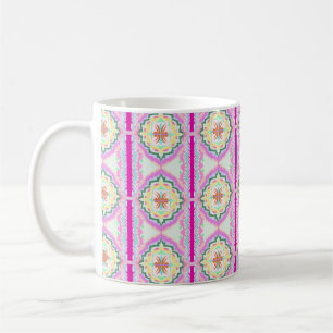 Chic Pink and Gold Geometric Floral Pattern Coffee Mug