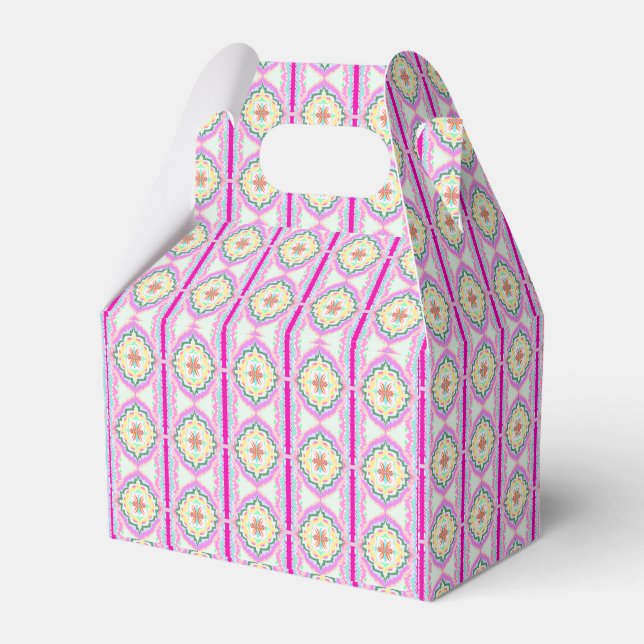 Chic Pink and Gold Geometric Floral Pattern Favour Box (Front Side)