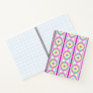 Chic Pink and Gold Geometric Floral Pattern Notebook
