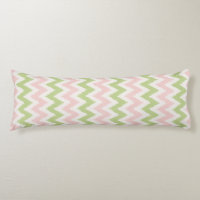 Chic pink and green geometric chevron pattern