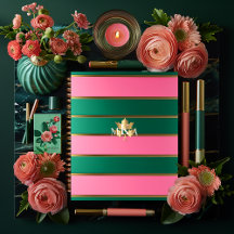 Chic Pink and Green Striped